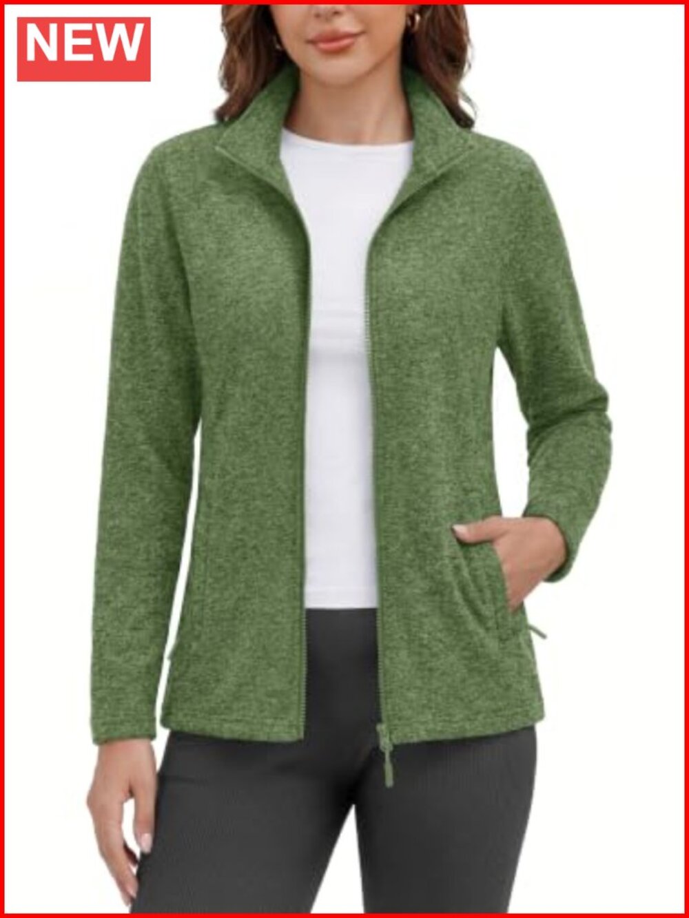 Lightweight Fleece Zip Up Jacket with Pockets